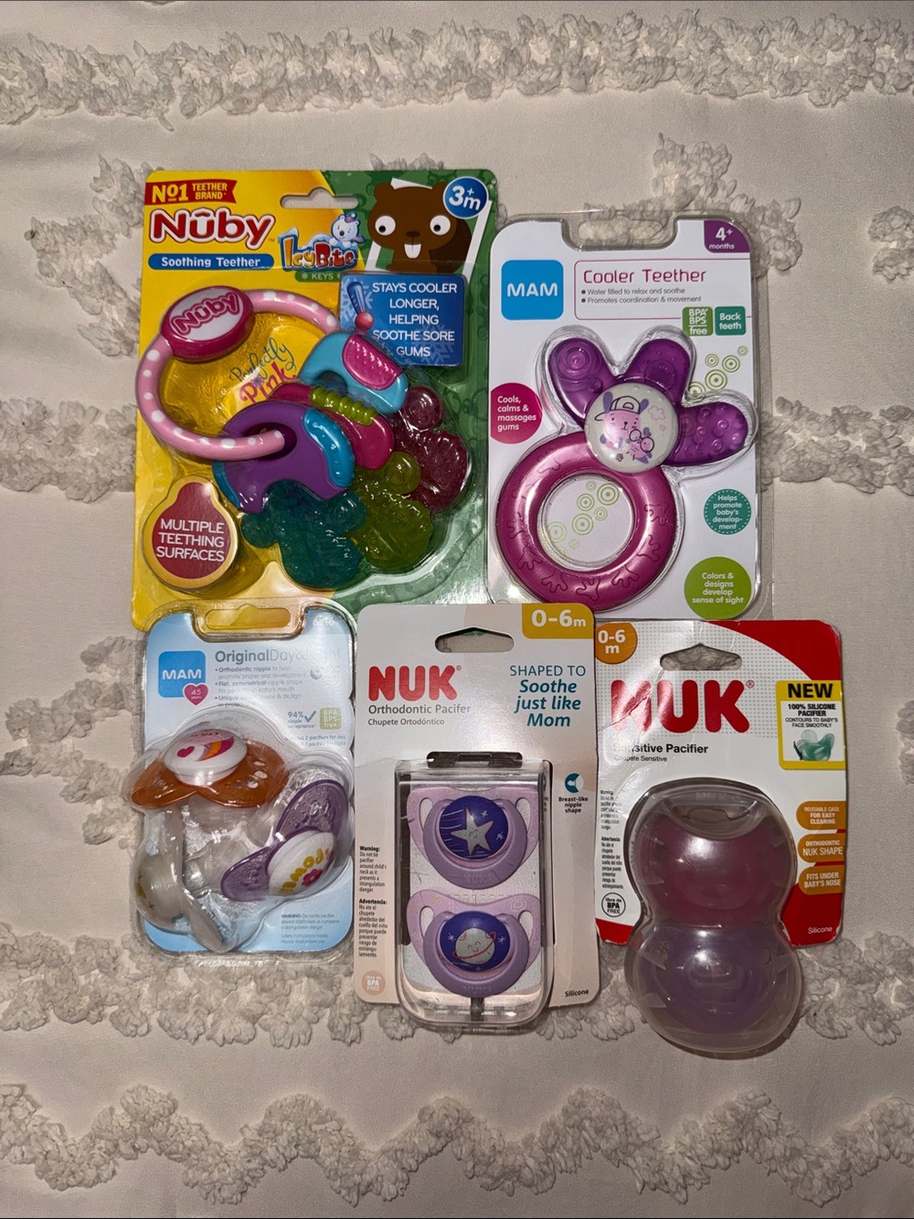 Pink & Purple Teether Set – Multi-Surface Soothing Toys
